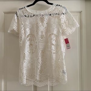 Xhilaration Lacey, white see-through top